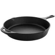 MegaChef 12 Inch Round Preseasoned Cast Iron Frying Pan in Black - Home Traders Sources