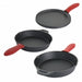 MegaChef Pre-Seasoned Cast Iron 6 Piece Set with Red Silicone Holders - Home Traders Sources