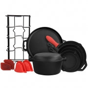 MegaChef 12 Piece Round PreSeasoned Cast Iron Cookware Set - Home Traders Sources