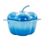 MegaChef Pepper Shaped 3 Quart Enameled Cast Iron Casserole in Blue - Home Traders Sources