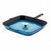 MegaChef 11 Inch Square Enamel Cast Iron Grill Pan with Matching Grill Press in Blue with Press - Home Traders Sources