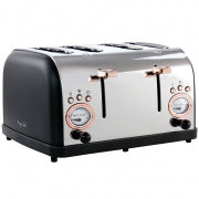 MegaChef 4 Slice Wide Slot Toaster with Variable Browning in Black and Rose Gold - Home Traders Sources