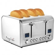 MegaChef 4 Slice Toaster in Stainless Steel Silver - Home Traders Sources