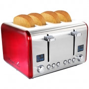 MegaChef 4 Slice Toaster in Stainless Steel Red - Home Traders Sources