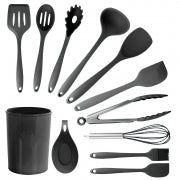 MegaChef Black Silicone Cooking Utensils, Set of 12 - Home Traders Sources
