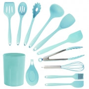 MegaChef Light Teal Silicone Cooking Utensils, Set of 12 - Home Traders Sources