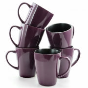 Elama Mulberry 14 oz Stoneware Mugs in Purple, Set of 6 - Home Traders Sources