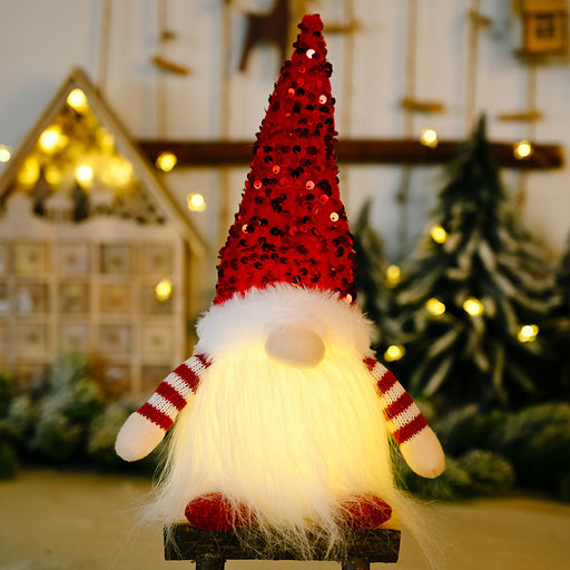 Christmas sequins with lights faceless doll - Home Traders Sources