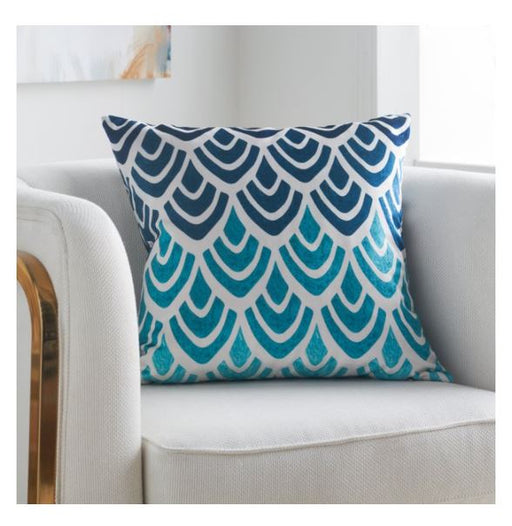 Glam Blue Art Deco Decorative Square Throw Pillow, 20" x 20" - Home Traders Sources