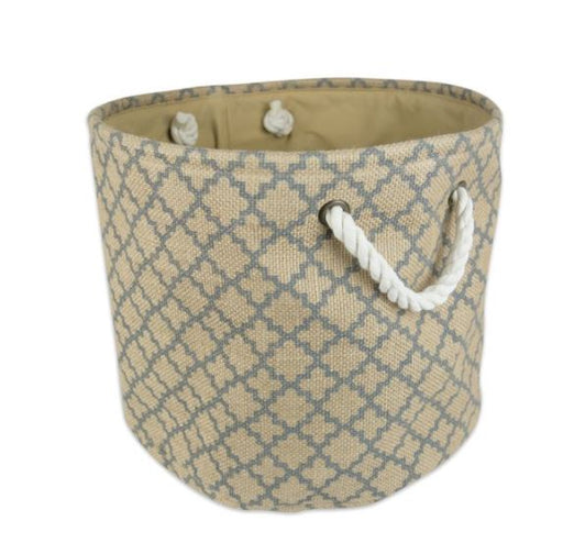 Burlap Bin Lattice Gray Round - Home Traders Sources