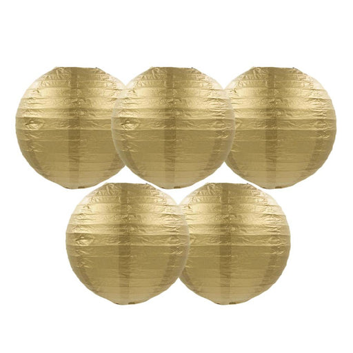 8 Inches 5 Pcs Golden Chinese Style Paper Lantern Blank Decorative Hanging Lanterns for Garden Party Wedding Lampshade - Home Traders Sources