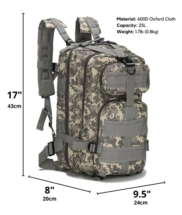 Military 3P Tactical 25L Backpack | Army Assault Pack | Molle Bag Rucksack | Range Bag - Home Traders Sources