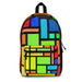 Backpack Bag, Canvas Double Shoulder Strap Geometric Stripe Design - Multicolor - Home Traders Sources