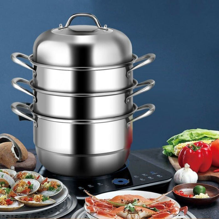 Kitchen Supplise 3 Tier Stainless Steel Saucepot Steamer Cookware Pot - Home Traders Sources