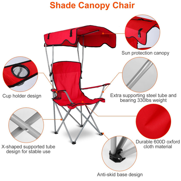 Foldable Beach Canopy Chair Sun Protection Camping Lawn