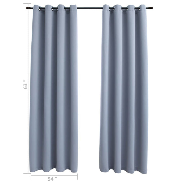 Blackout Curtains with Rings 2 pcs Gray 54"x63" Fabric - Home Traders Sources