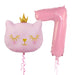 2pcs Cute Pink Number Cat Head Balloons Baby Shower Globos Kids Toy - Home Traders Sources