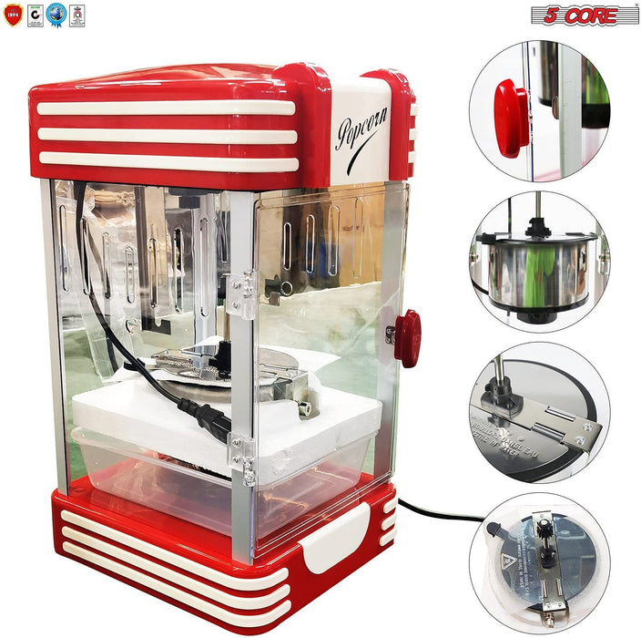 Commercial Popcorn Machine Also used in Home;  Party;  Movie Theater Style 8 oz. Ounce Antique 300 Watts Big Grande Size 5 Core-POP-850 - Home Traders Sources