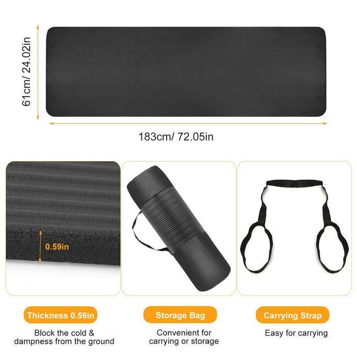 Exercise Yoga Mat Anti-Tear 0.6-inch Thick