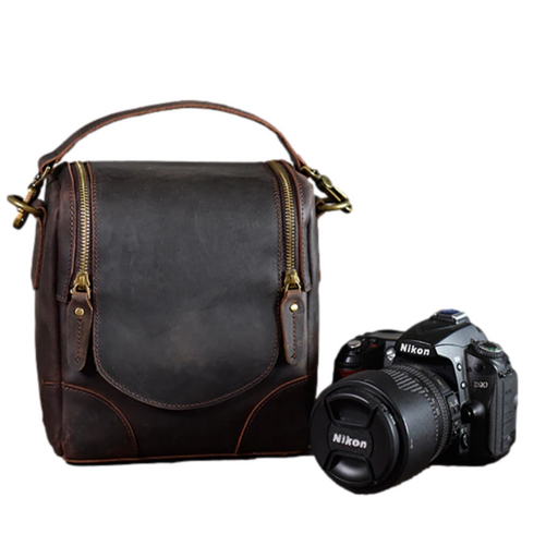 The Calista | Small Leather Camera Bag - Leather Camera Lens Case - Home Traders Sources