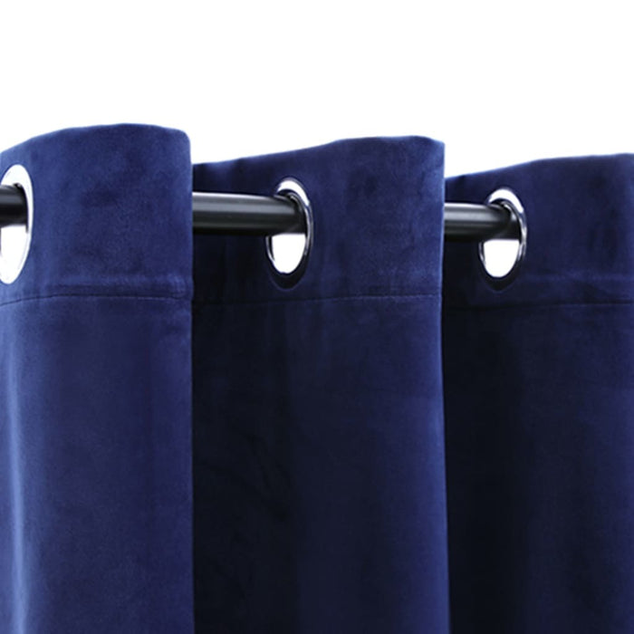 Blackout Curtains with Rings 2 pcs Navy Blue 37"x63" Velvet - Home Traders Sources