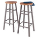 Huxton 2-Pc Bar Stools, 29", Gray & Teak - Home Traders Sources