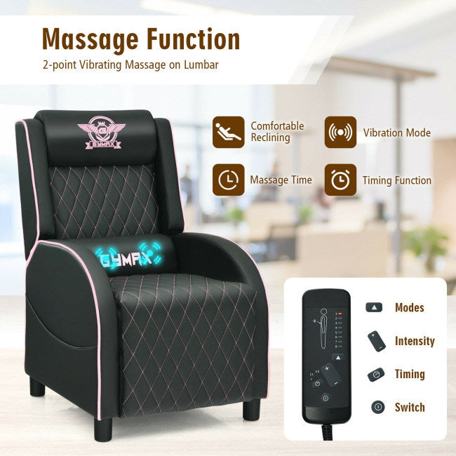 Massage Gaming Recliner Chair with Headrest and Adjustable Backrest - Home Traders Sources