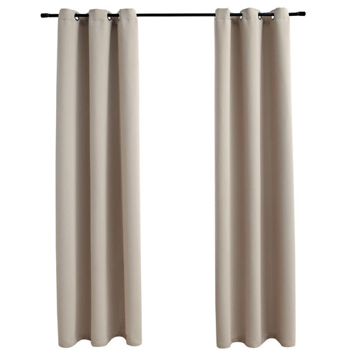 Blackout Curtains with Rings 2 pcs Beige 37"x95" Fabric - Home Traders Sources