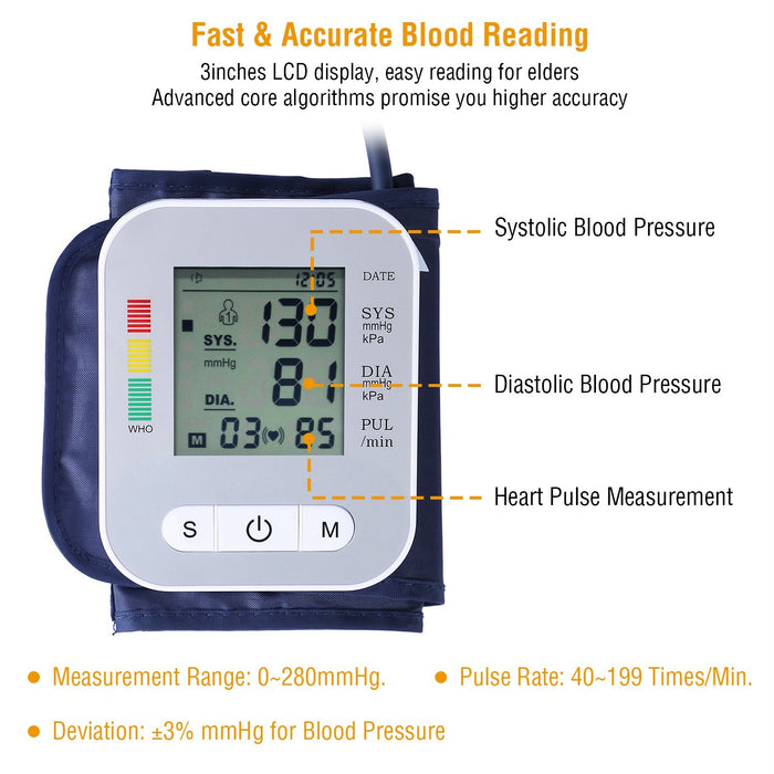 Digital Arm Blood Pressure Monitor LCD Digital - Home Traders Sources