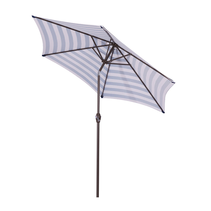 Outdoor Patio 8.6-Feet Market Table Umbrella with Push Button Tilt and Crank, Blue White Stripes[Umbrella Base is not Included] - Home Traders Sources