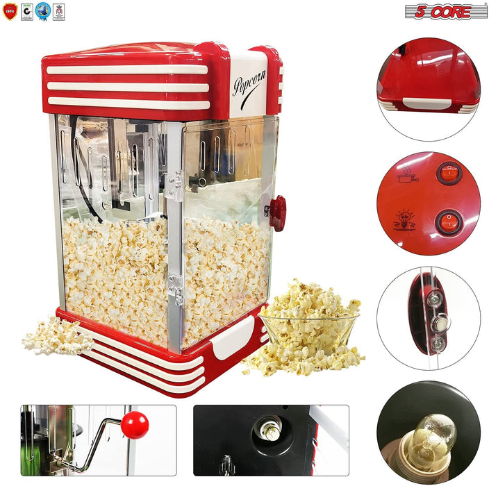 Commercial Popcorn Machine Also used in Home;  Party;  Movie Theater Style 8 oz. Ounce Antique 300 Watts Big Grande Size 5 Core-POP-850 - Home Traders Sources