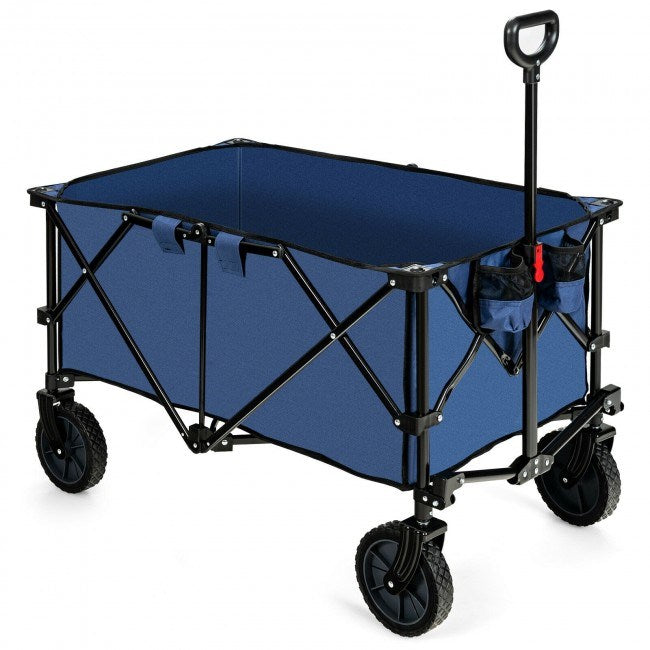 Outdoor Folding Wagon Cart with Adjustable Handle and Universal Wheels - Home Traders Sources