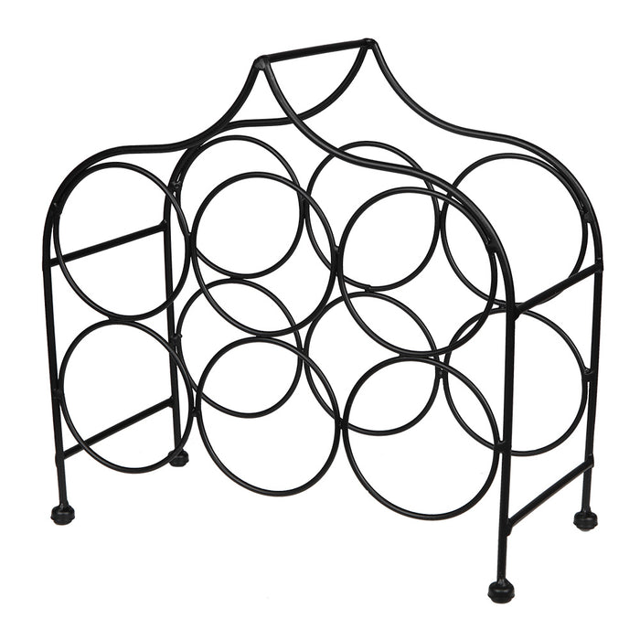 Black 6 Bottle Metal Wine Rack for Tabletop or Countertop - Home Traders Sources