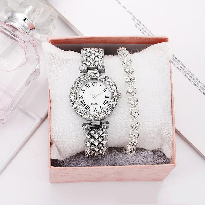 Roman Pattern Diamond Ladies Watch Bracelet Set - Home Traders Sources