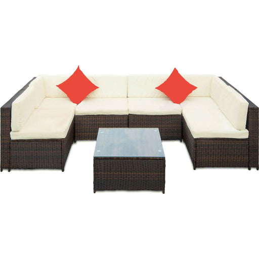 Backyard Patio Garden PE Rattan Sectional  Corner Sofa Furniture Set 7 Pieces - Home Traders Sources