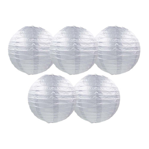 8 Inches 5 Pcs Silver Chinese Style Paper Lantern Blank Decorative Hanging Lanterns for Garden Party Wedding Lampshade - Home Traders Sources