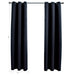 Blackout Curtains with Rings 2 pcs Black 37"x84" Fabric - Home Traders Sources