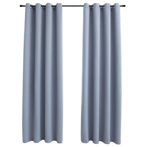 Blackout Curtains with Rings 2 pcs Gray 54"x63" Fabric - Home Traders Sources
