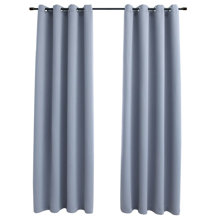 Blackout Curtains with Rings 2 pcs Gray 54"x63" Fabric - Home Traders Sources