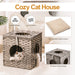 Rattan Cat Litter; Cat Bed with Rattan Ball and Cushion; Grey - Home Traders Sources