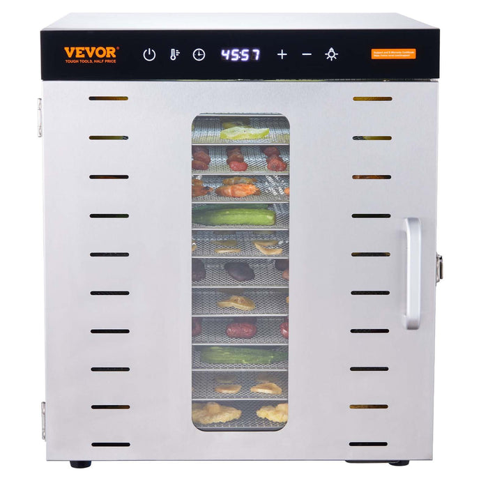 VEVOR Food Dehydrator Machine, 10 Stainless Steel Trays