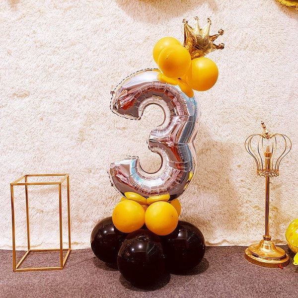 Sapphire Silver Aluminium Foil Number Balloons 0-9 Birthday Party Anniversary Decor