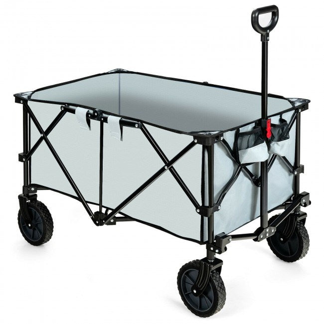 Outdoor Folding Wagon Cart with Adjustable Handle and Universal Wheels - Home Traders Sources