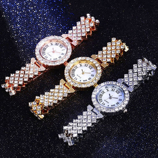 Roman Pattern Diamond Ladies Watch Bracelet Set - Home Traders Sources