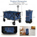 Outdoor Folding Wagon Cart with Adjustable Handle and Universal Wheels - Home Traders Sources