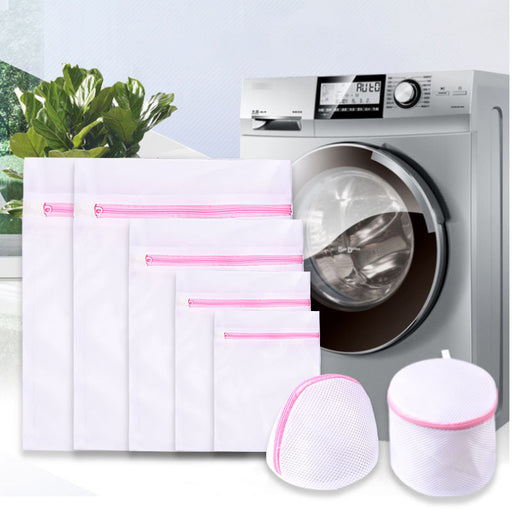 7pc Laundry Bag Set Pink Zipper Mesh Laundry Bag - Home Traders Sources