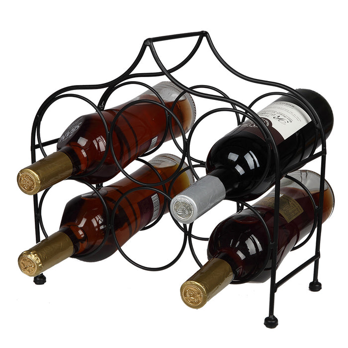 Black 6 Bottle Metal Wine Rack for Tabletop or Countertop - Home Traders Sources