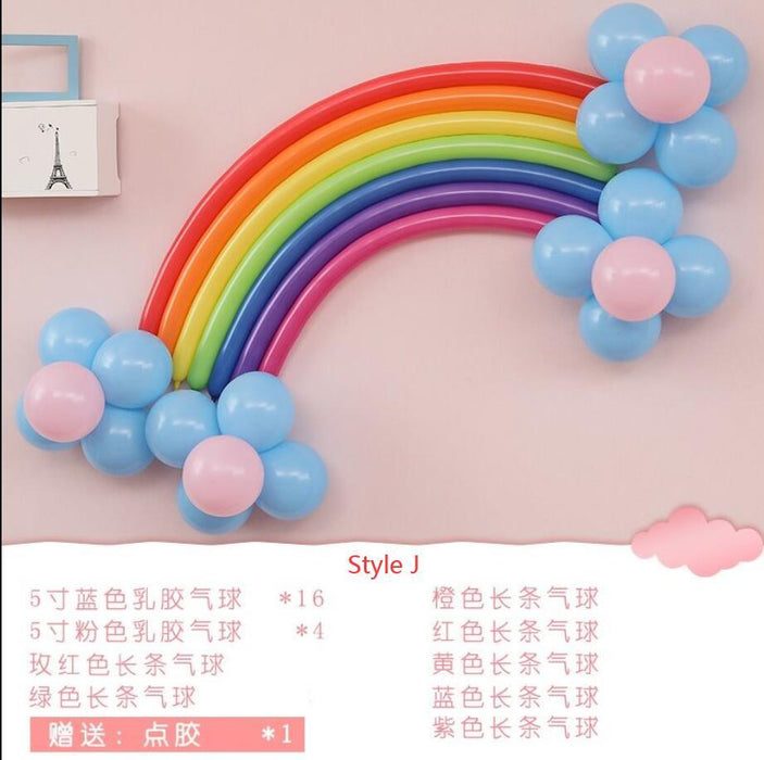 26pcs/set DIY Magic Ball Christmas Birthday Decor Children Birthday Gift Accessories Decoration Rainbow Band Balloon Set - Home Traders Sources