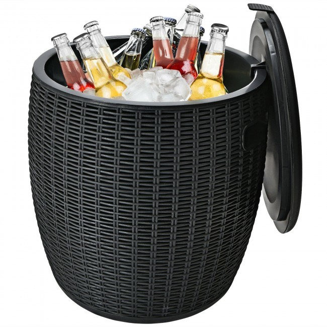 9.5 Gallon 4-in-1 Patio Rattan Cool Bar Cocktail Table Side Table XH - Home Traders Sources