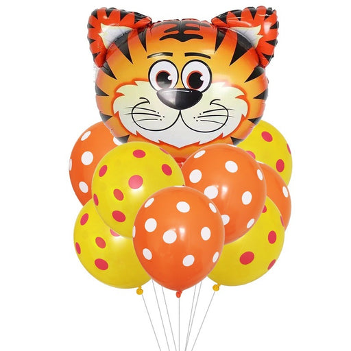 9PCS/set Animal Head Foil Balloons Tiger Monkey Lion Helium Globos Stand Birthday Party Farm Theme Latex Decor - Home Traders Sources